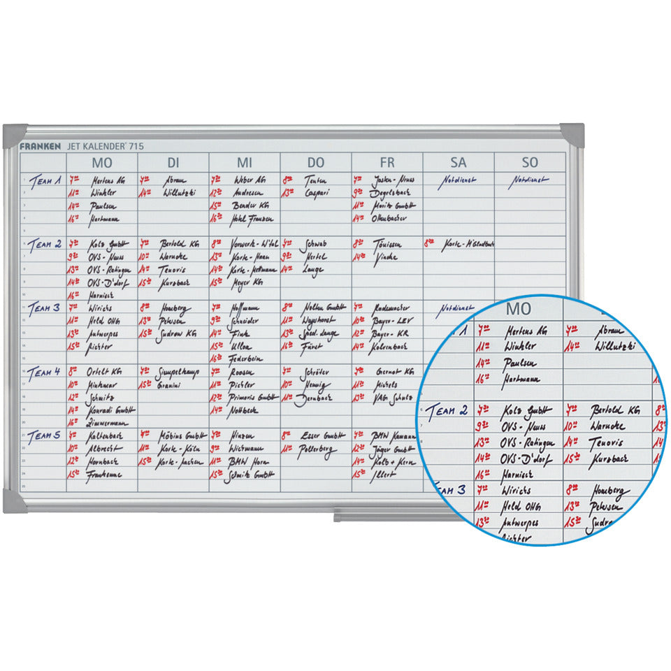 Wochenplaner JetKalender, Planungstafel, 25 Positionen, 900 x 600 mm, hellgrau FRANKEN JK715 FRANKEN JK715 60x90cm