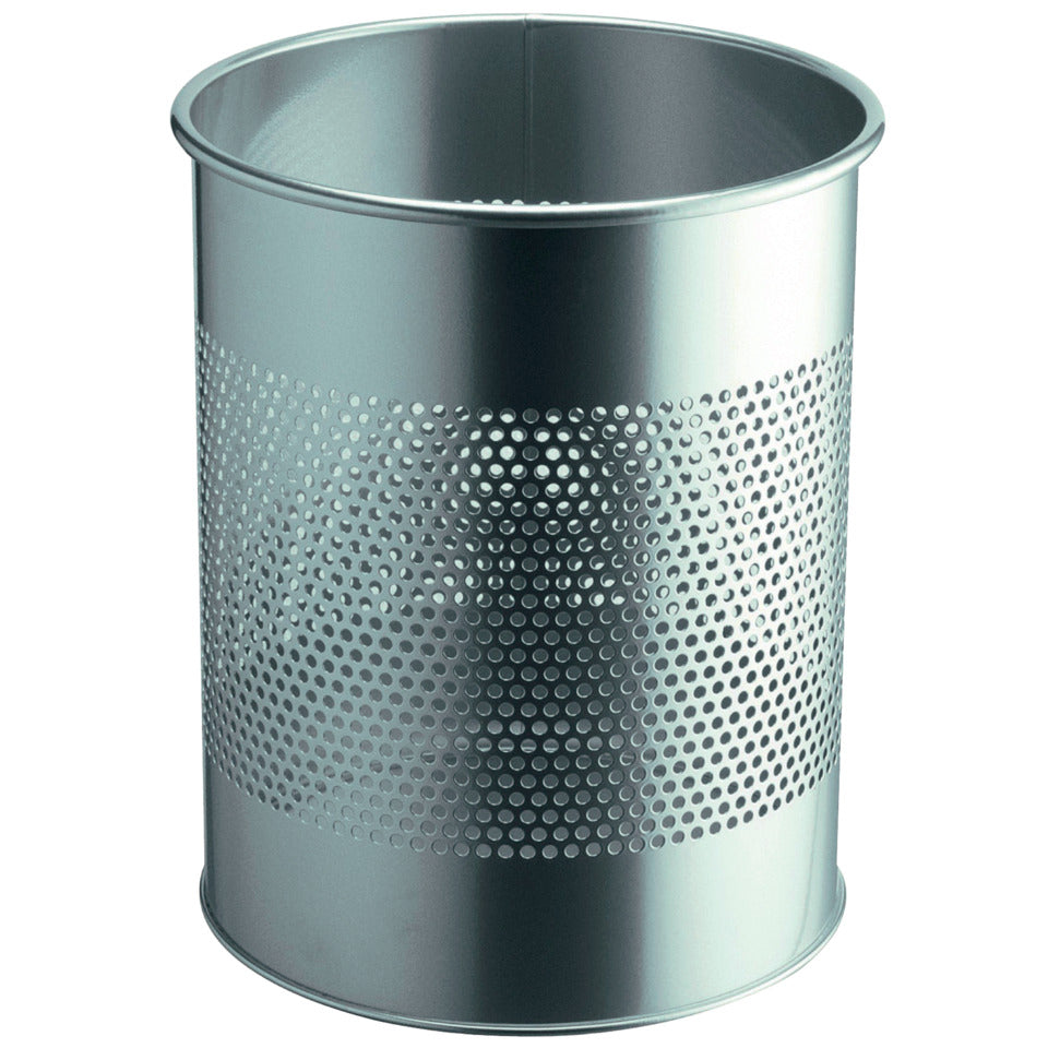Papierkorb METALL rund 15 P, Stahl, 165 mm Perforationsring, rund, 15l, silbermetallic DURABLE 3310 23 DURABLE 3310 23 /A29000351
