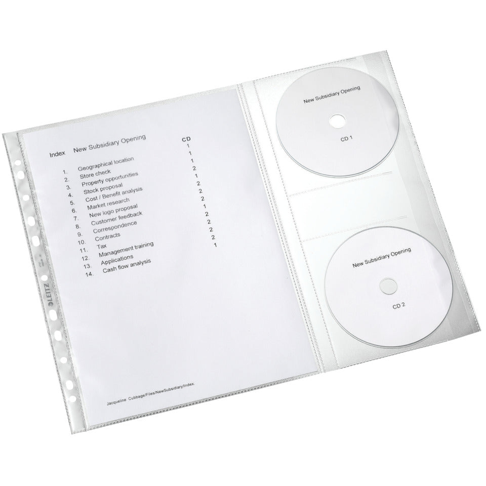 Prospekthülle, A4, PP, genarbt, 5 Stück, farblos LEITZ 4761-30-03 LEITZ 4761-30-03 m.CD Klappe