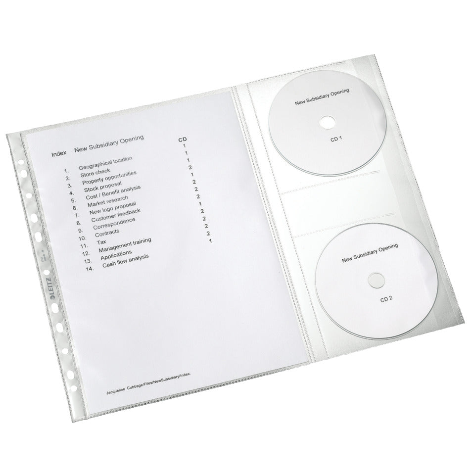 Prospekthülle, A4, PP, genarbt, 5 Stück, farblos LEITZ 4761-30-03 LEITZ 4761-30-03 m.CD Klappe
