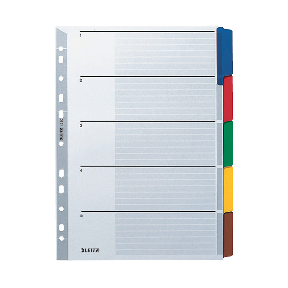 Kartonregister Blanko, A4, Karton, 5 Blatt, grau LEITZ 4320-00-00 LEITZ 4320-00-00 Karton fbg.Tabs