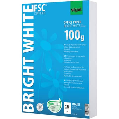Office Papier BRIGHT WHITE, ultraweiß, 100 g/qm, A4, 250 Blatt