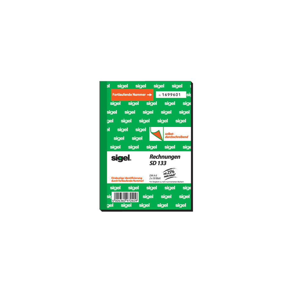 Rechnung, A6, 2x40 Blatt SIGEL SD133 SIGEL SD133 fortlfd. num.