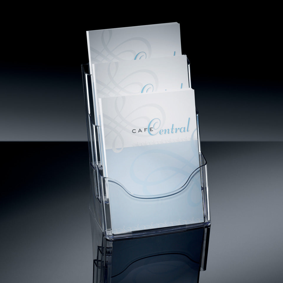 Tischprospekthalter Acryl, A4, 3 Fächer, transparent SIGEL LH130 SIGEL LH130 Tisch Acryl
