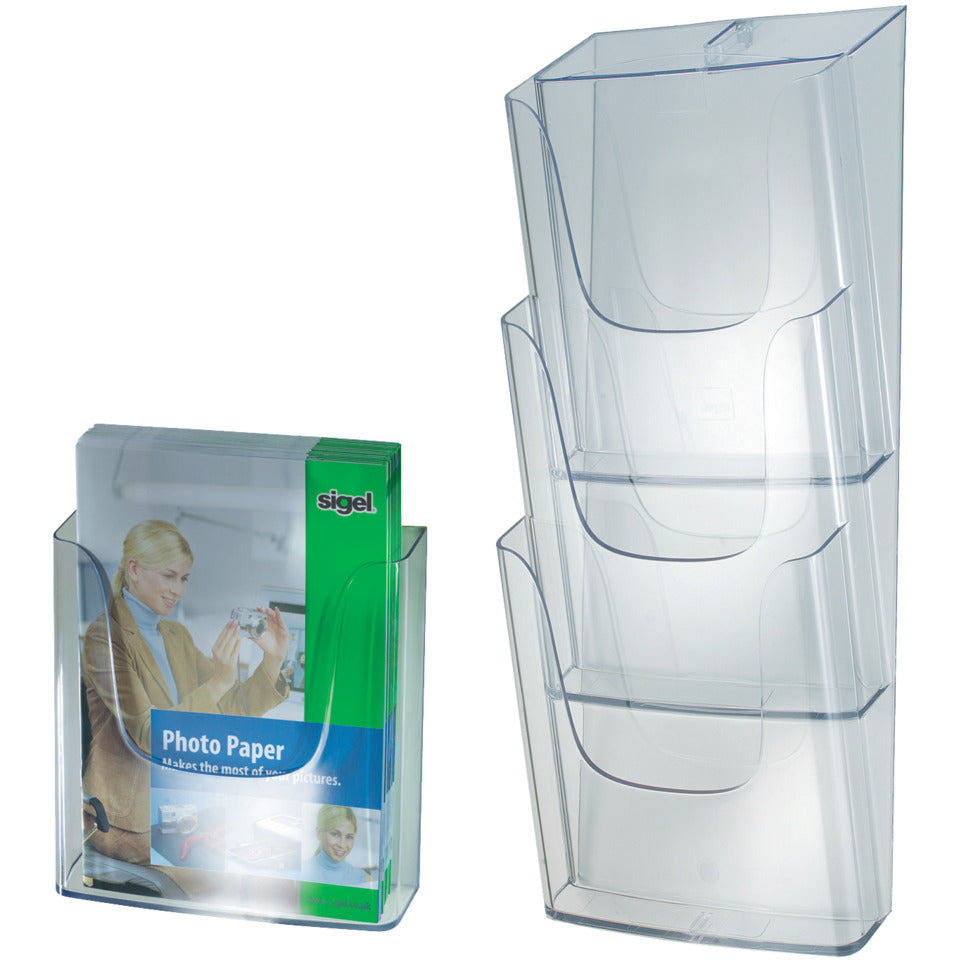 Wand-Prospekthalter Acryl, A4, 3 Fächer, transparent SIGEL LH135 SIGEL LH135 Wand Acryl