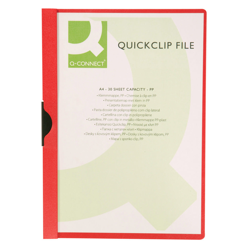 Klemmmappe, A4, transparent rot Q-CONNECT KF00461 Q-CONNECT KF00461 Metallclip