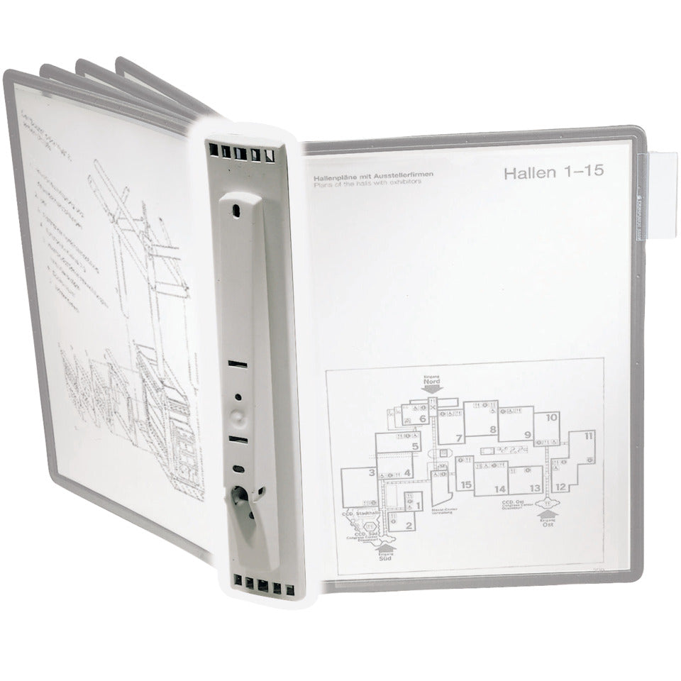 Sichttafelwandhalter SHERPA® WALL MODULE 5, grau, für 5 Tafeln A4, 57 x 338 mm DURABLE 5622 10 MODULE 5 DURACLIP 5622 10