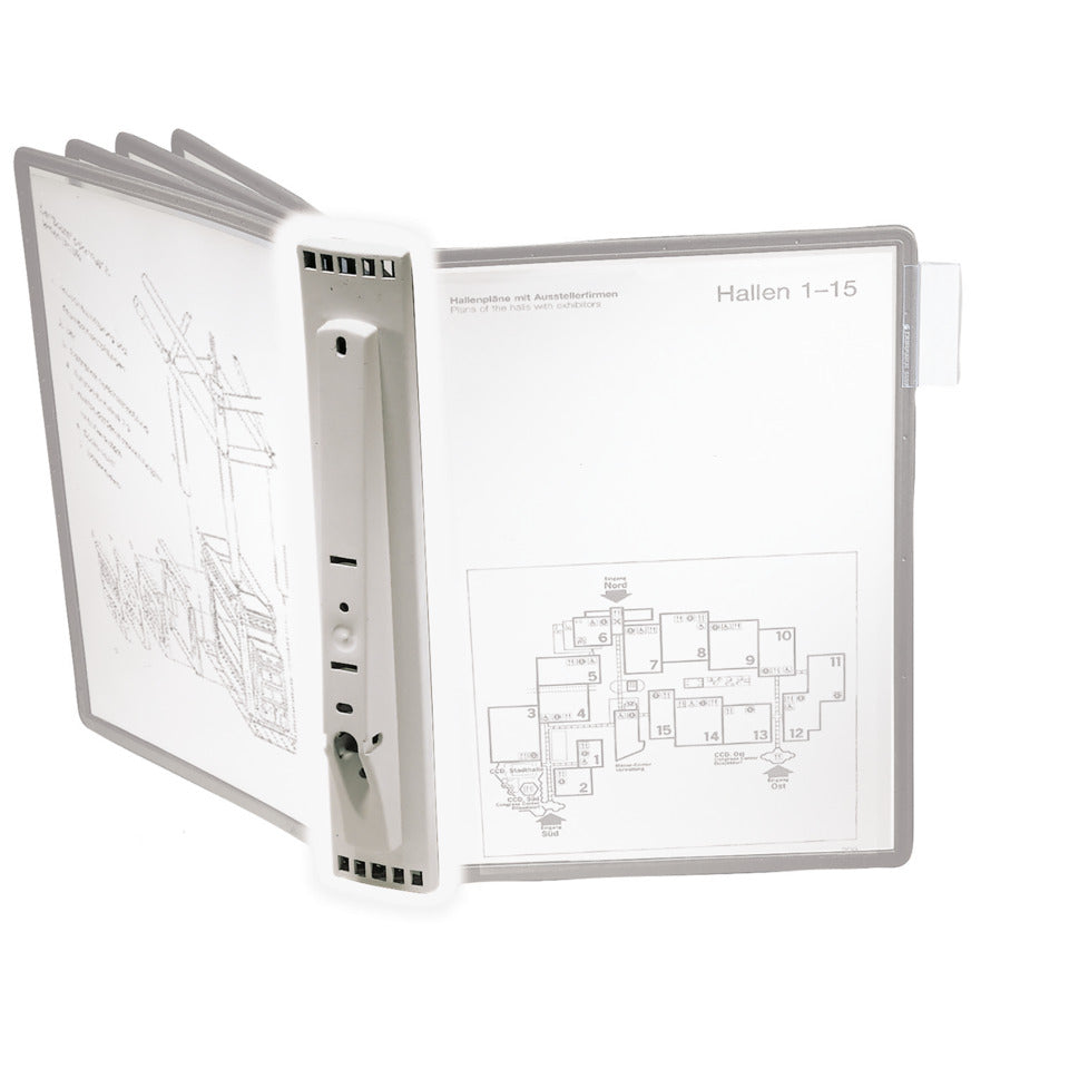 Sichttafelwandhalter SHERPA® WALL MODULE 5, grau, für 5 Tafeln A4, 57 x 338 mm DURABLE 5622 10 MODULE 5 DURACLIP 5622 10
