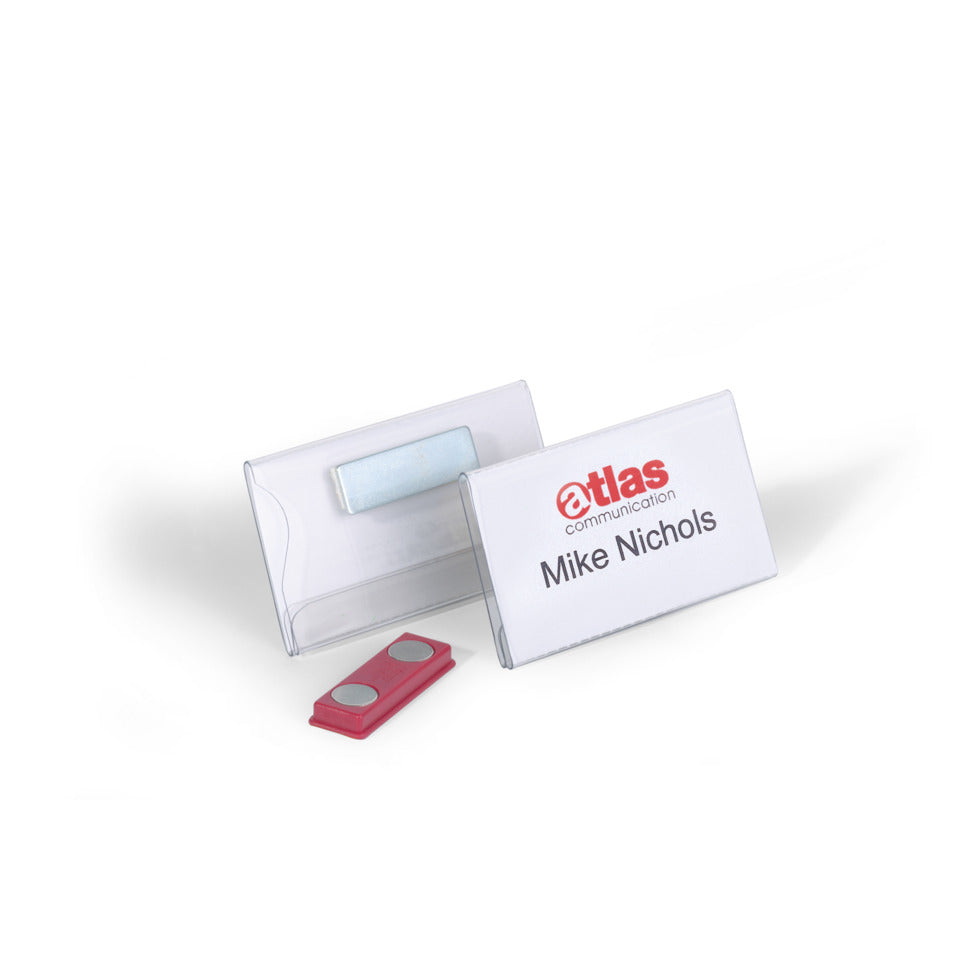 Namensschild mit Magnet, Doppelmagnet, Hartfolie, transparent, 75 x 40 mm, 25 Stück DURABLE 8116 19 DURABLE 8116 19 magnetisch