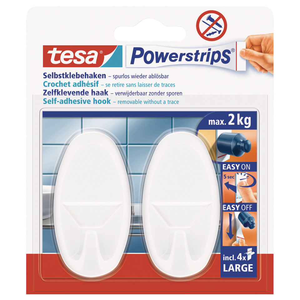 Klebehaken Powerstrips®, oval, 2000g, ablösbar, 2 Stück, weiß TESA 58013-00049-20 TESA 58013-00049-20  oval 2ST