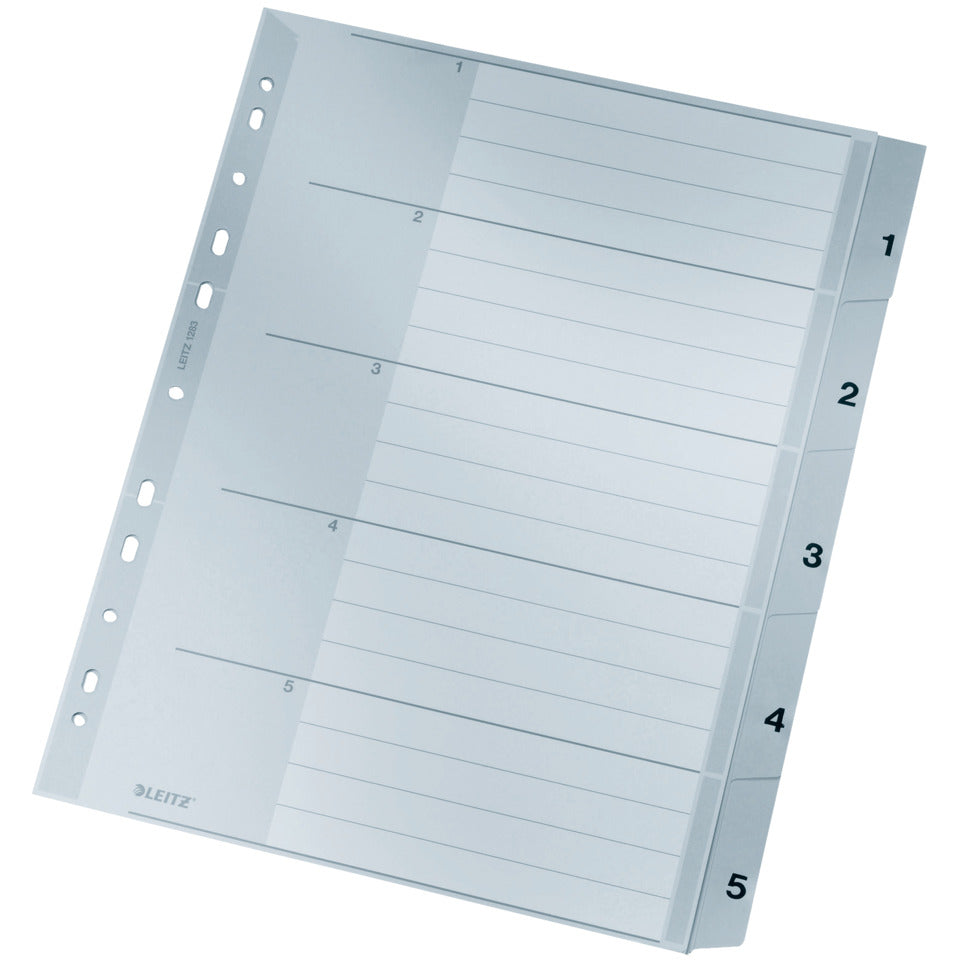 Plastikregister 1-5, A4, PP, 5 Blatt, grau LEITZ 1283-00-85 LEITZ 1283-00-85 Plastik 5tlg.