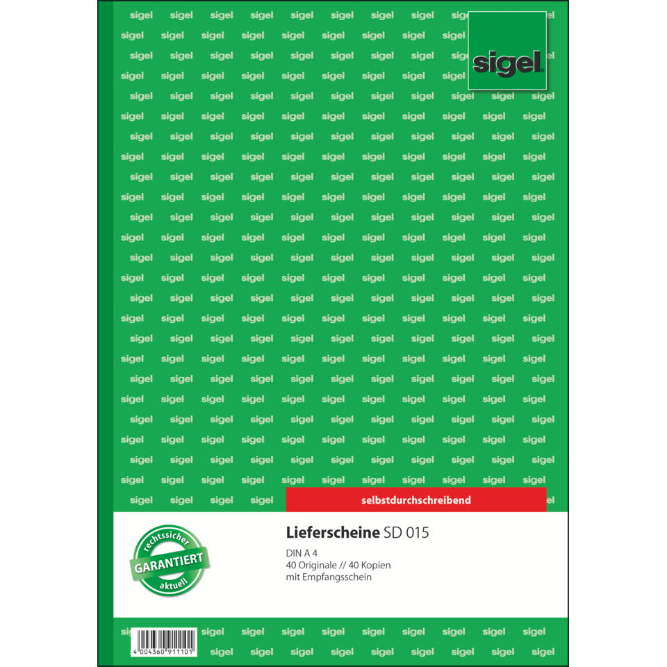 Lieferschein, A4, selbstdurchschreibend, 2x40 Blatt SIGEL SD015