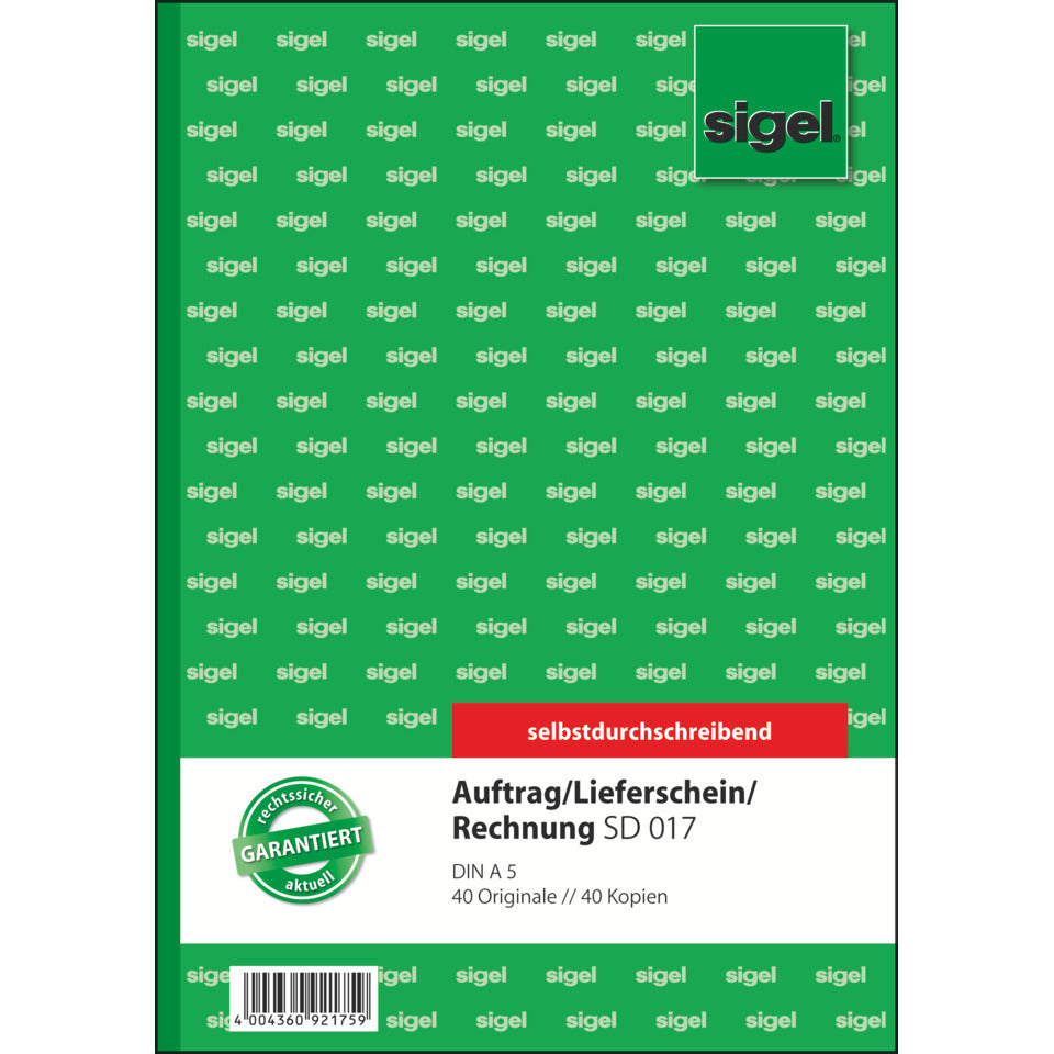 Kombinationsbuch, A5, 2x40 Blatt SIGEL SD017
