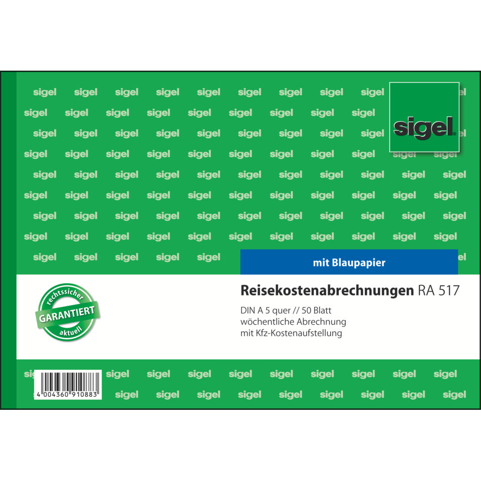 Reisekostenabrechnung wöchentlich, A4, 50 Blatt SIGEL RA517 SIGEL RA517 wöchentlich
