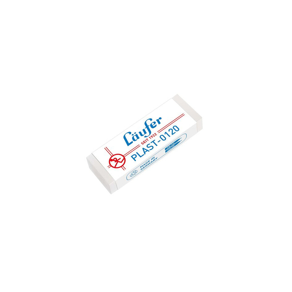 Radierer Plast, Kunststoff, 65x21x12 mm, transparent, mit Banderole LÄUFER 01200