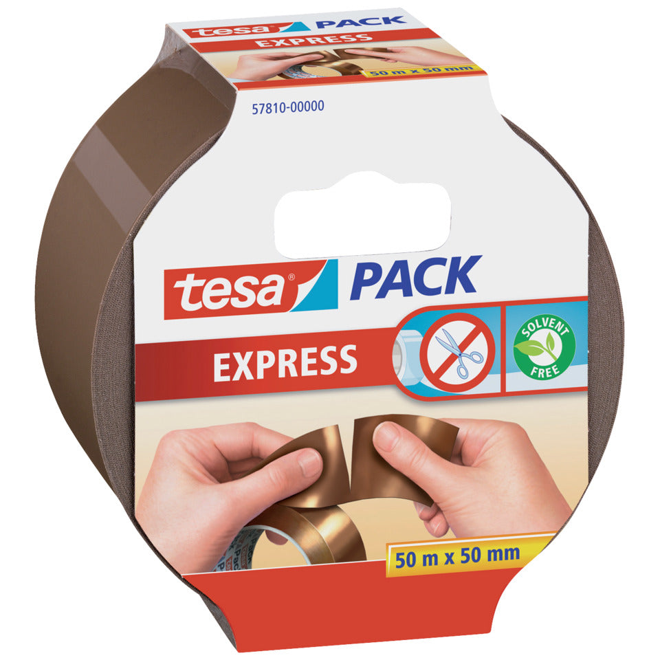 Packband tesapack® Express, PP, 50 m x 50 mm , braun TESA 57810-00000-01 TESA 57810/57549 einreissbar