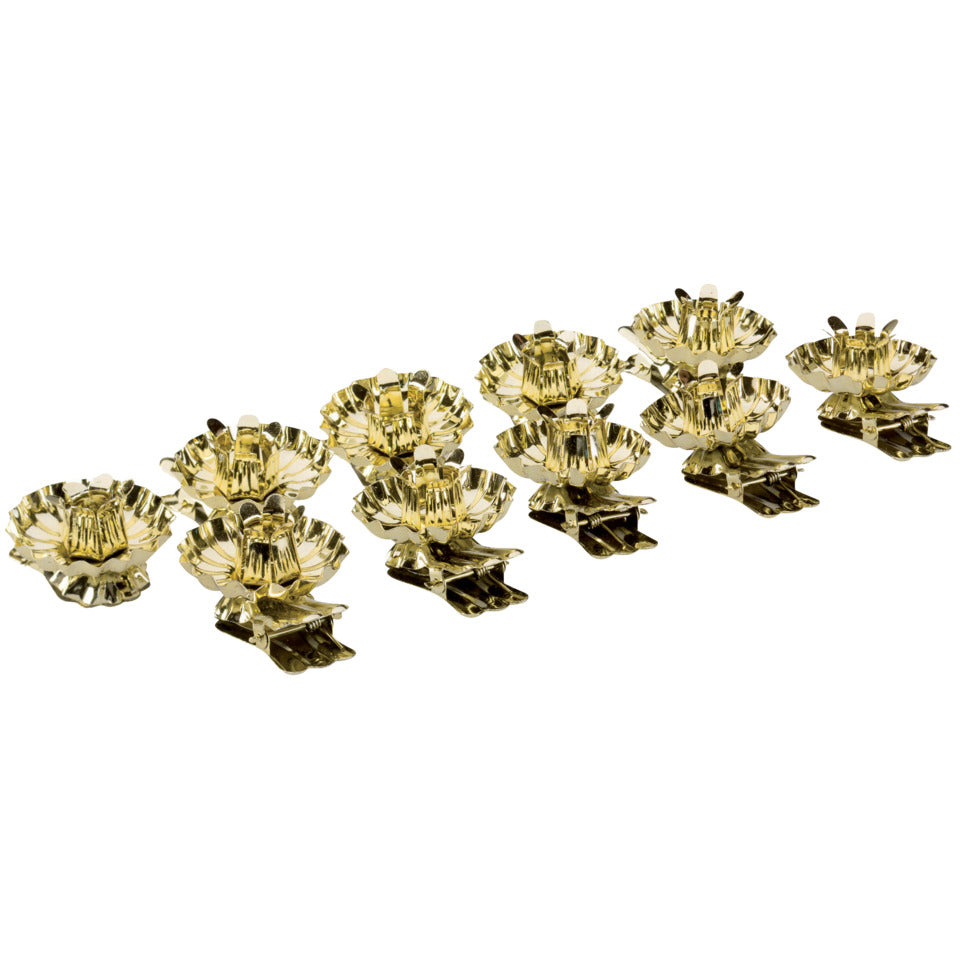 Christbaumkerzenhalter, 10 Stück, gold  10010 10010 D15 mm 10ST m.Klipp