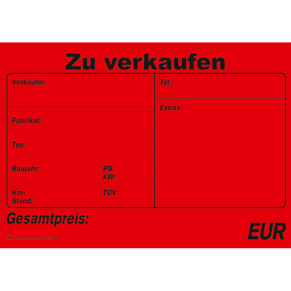 Kaufvertrag für ein gebrauchtes Kraftfahrzeug, SD, DIN A4, 210 x 297 mm, 6 Blatt RNK 586 RNK 586 SD 6Bl