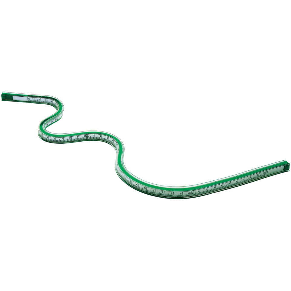 Kurvenlineal, grün, mit mm-Teilung, Kunststoff mit Metallkern, biegsam, 50 cm RUMOLD 821050 RUMOLD 821050 mm-Teilung