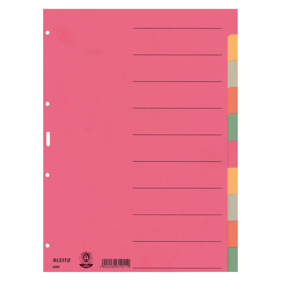 Kartonregister Blanko, A4, Karton, 10 Blatt, farbig LEITZ 4359-00-00 LEITZ 43590000 Karton fbg.Tabs