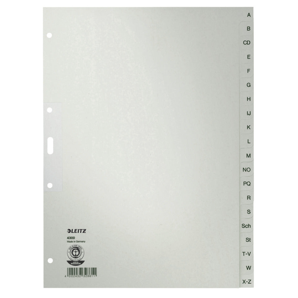 Papierregister A-Z, A4, Papier, 20 Blatt, grau LEITZ 4300-00-85 LEITZ 43000085 Papier 20tlg.