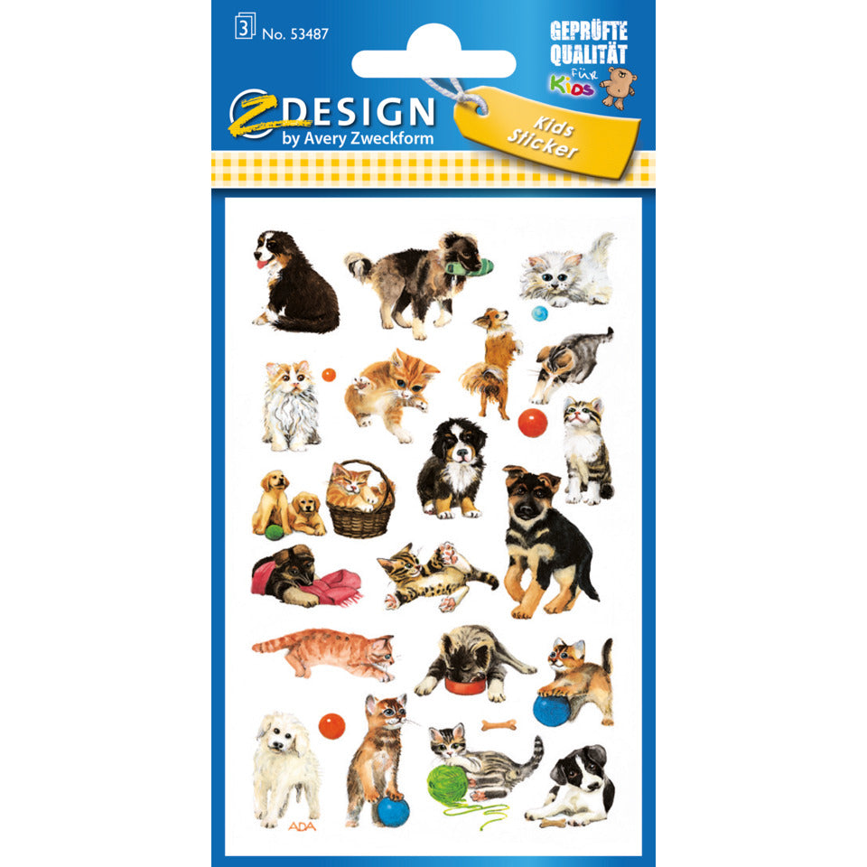 Schmucketikett Hunde+Katzen, 63 Stück AVERY ZWECKFORM 53487