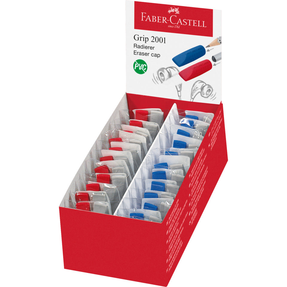 Radierer Grip 2001, 2 Stück, grau+blau/grau+rot FABER CASTELL 187001 FABER CASTELL 187001  2St