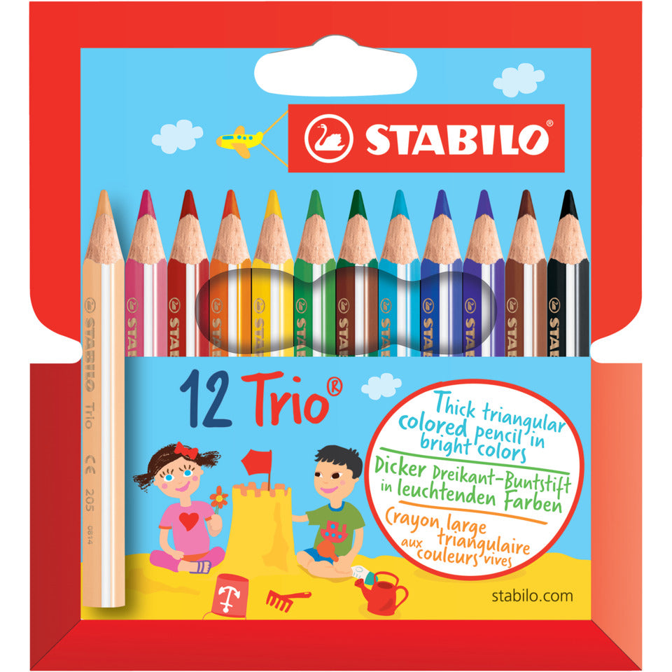 Farbstift Trio® dick, kurz, 4,2 mm, sortiert, Kartonetui mit 12 Stiften STABILO 205/12-01 STABILO 205/12-01 Pl-Et Swano