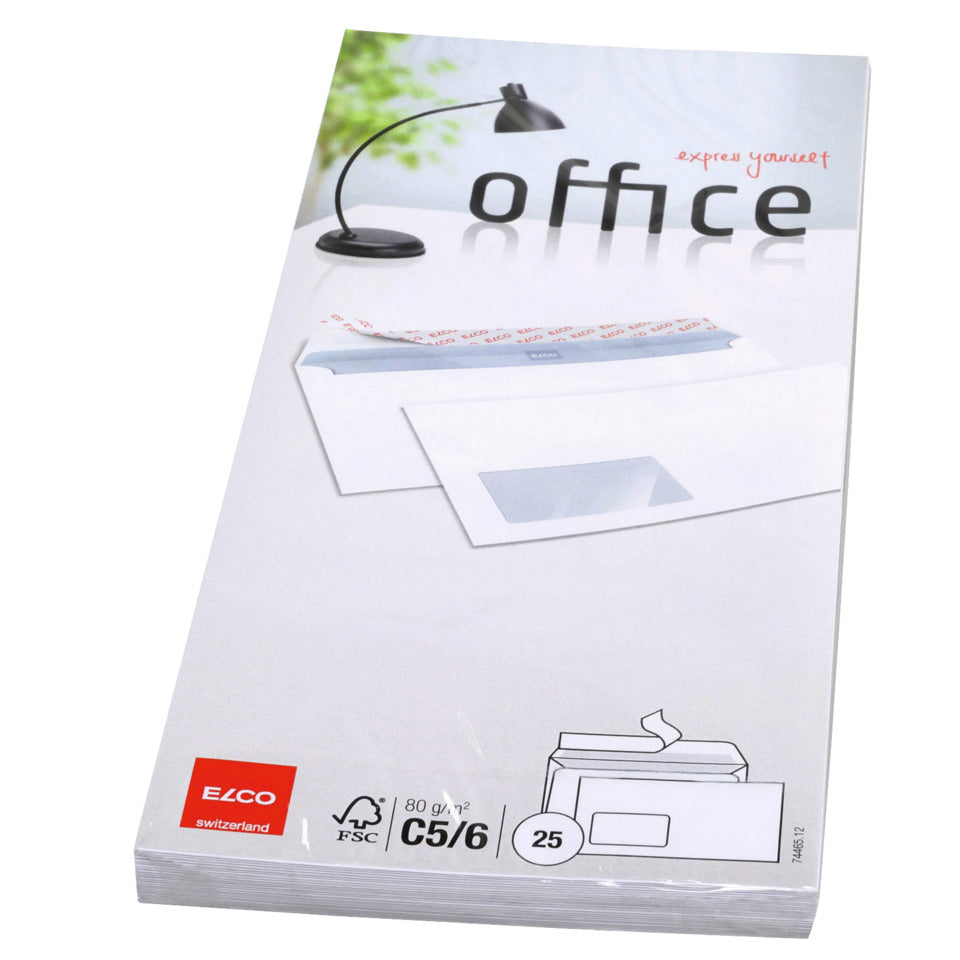 Briefumschlag Office mit Fenster, C5/6, 80g/m², haftklebend, 25 Stück, weiß ELCO 74465.12 ELCO 74465.12 Offs. 80  25St