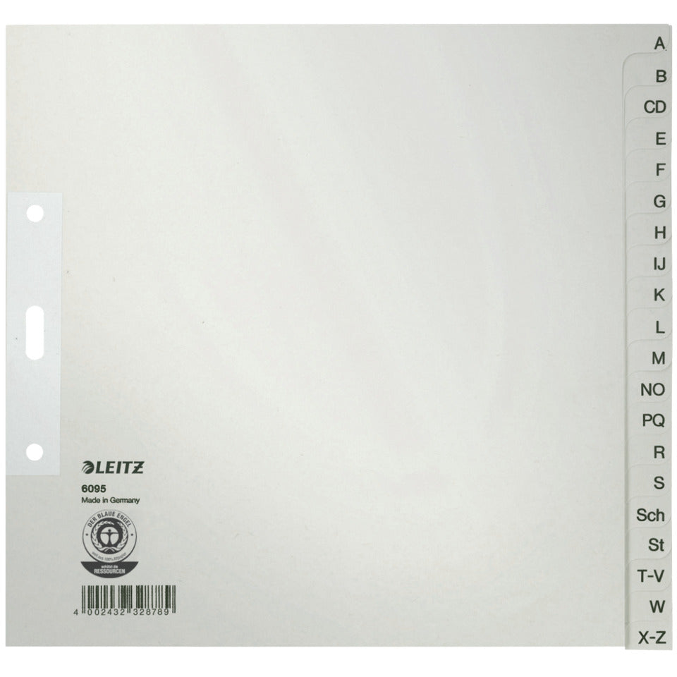 Papierregister A-Z, A4, halbe Höhe, Papier, 20 Blatt, grau LEITZ 6095-00-85 LEITZ 6095-00-85 Papier 1/2 Hö