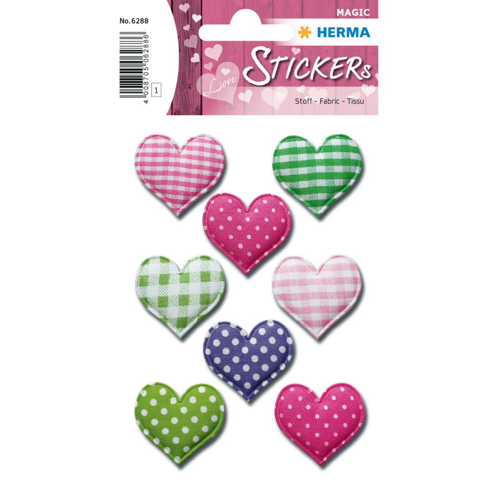 Sticker Herzen, Stoff, 8 Stück HERMA 6288 HERMA 6288 Stoff Magicsticker