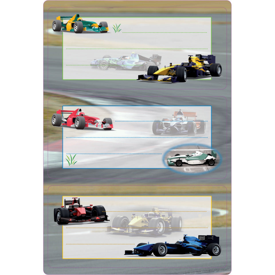 Etiketten Rennautos permanent, 76x35mm, beglimert, 6 Stück HERMA 5577 HERMA 5577 beglimmert permanent