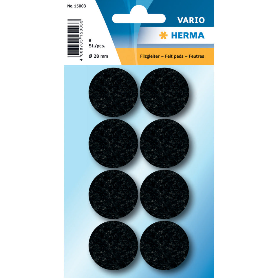 Filzgleiter, Ø28mm, 8 Stück, schwarz HERMA 15003 HERMA 15003  8ST