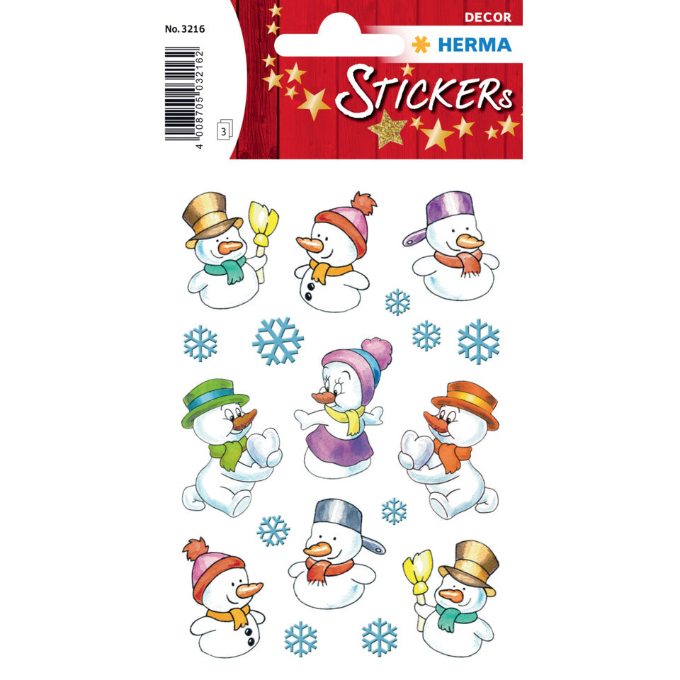Sticker Schneemänner, 9 Stück HERMA 3216 HERMA 3216 Decorsticker Weihnachten