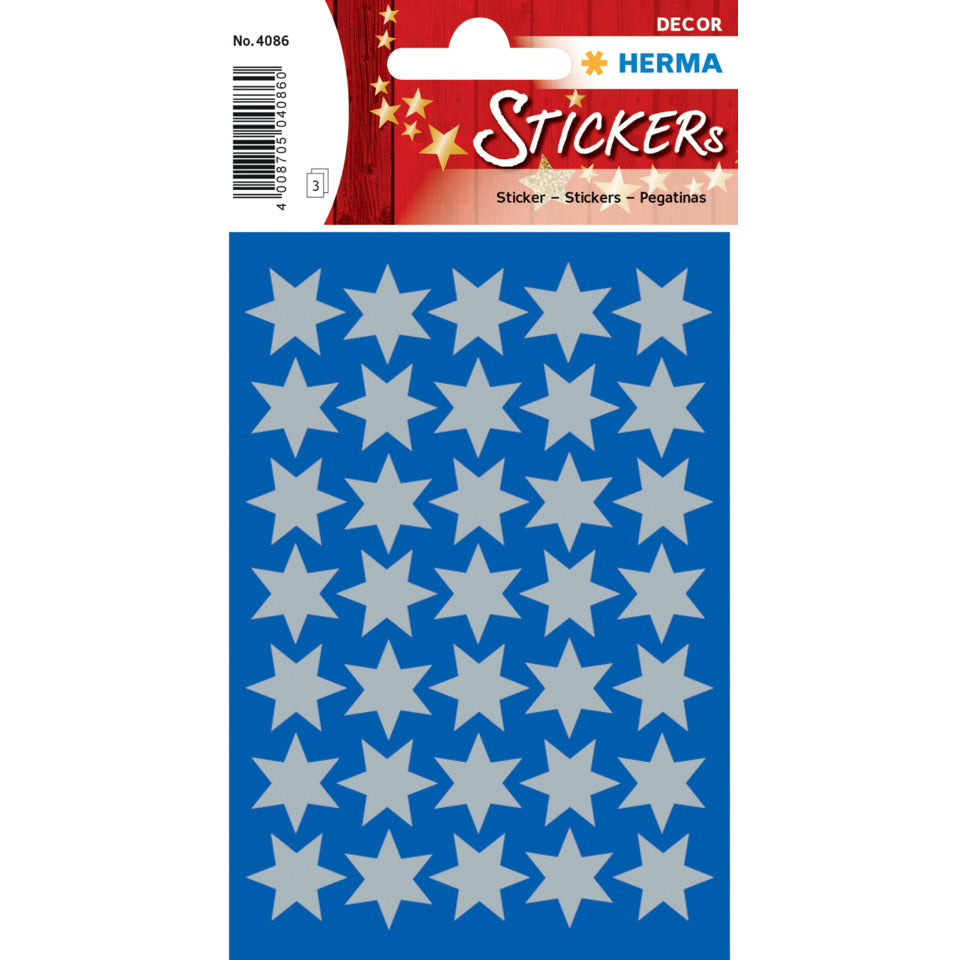 Sticker Sterne 6-zackig, silber Ø 16 mm, 105 Stück HERMA 4086 HERMA 4086 Weihnachten