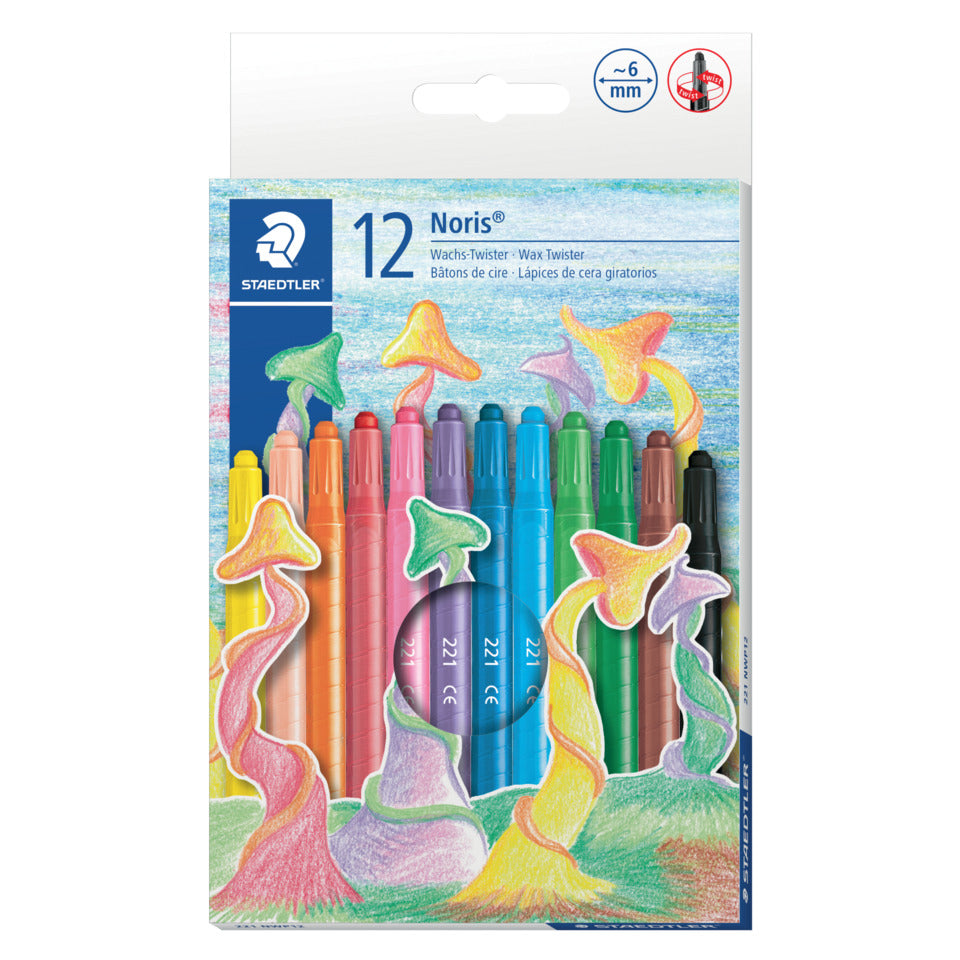 Wachsmalstift Noris® Wachs-Twister, rund, Etui mit 12 Farben STAEDTLER 221 NWP12 STAEDTLER 221NWP12 Noris