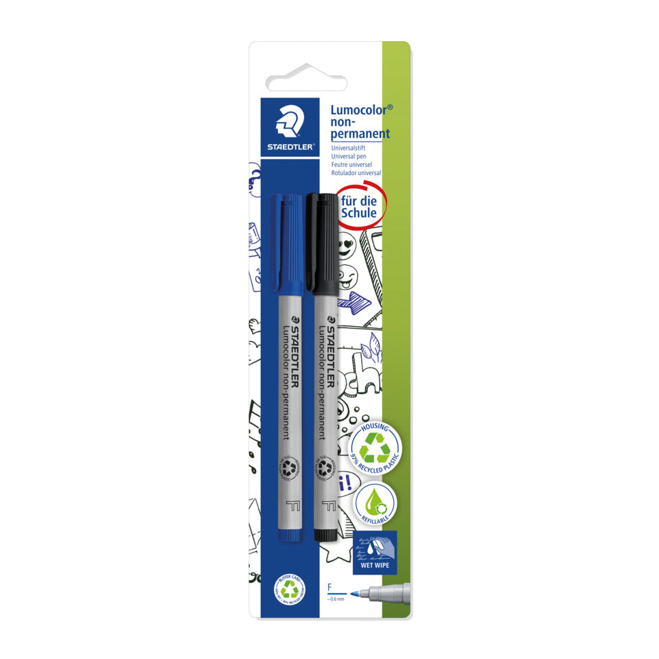 Folienstift Lumocolor® non-permanent, ca. 0.6 mm, schwarz+blau, Blisterkarte STAEDTLER 316 ASBK2D STAEDTLER 316 ASBK2D Lumocolor
