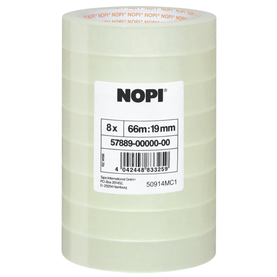 Klebefilm, PP, unsichtbar, 66 m x 19 mm, 8 Rollen, transparent NOPI 57889-00000-00