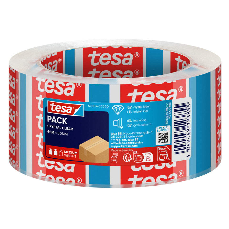Packband tesapack® Crystal Clear, PP, 66 m x 50 mm, kristall-klar TESA 57807-00000-01 TESA 57807-00000-01 PP