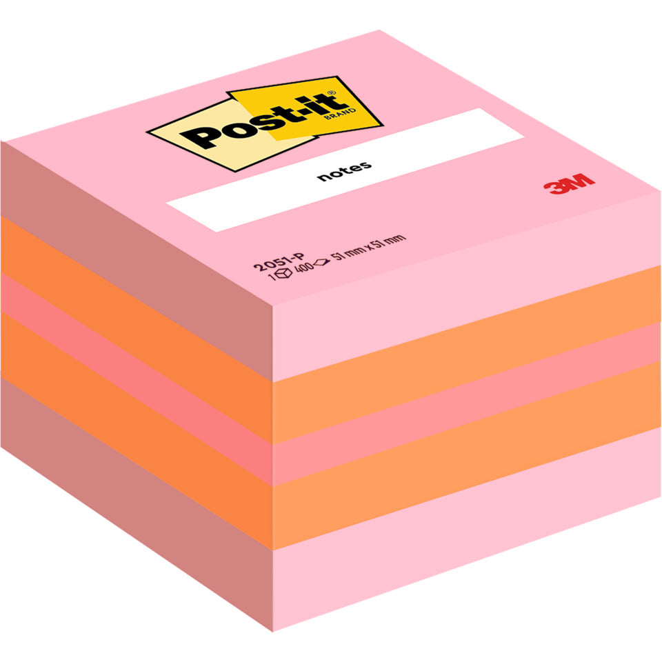 Haftnotizblock Mini Würfel, 51 x 40 x 51 mm, 3 Farben, 400 Blatt POST-IT 2051-P POST IT 2051-P 400Bl
