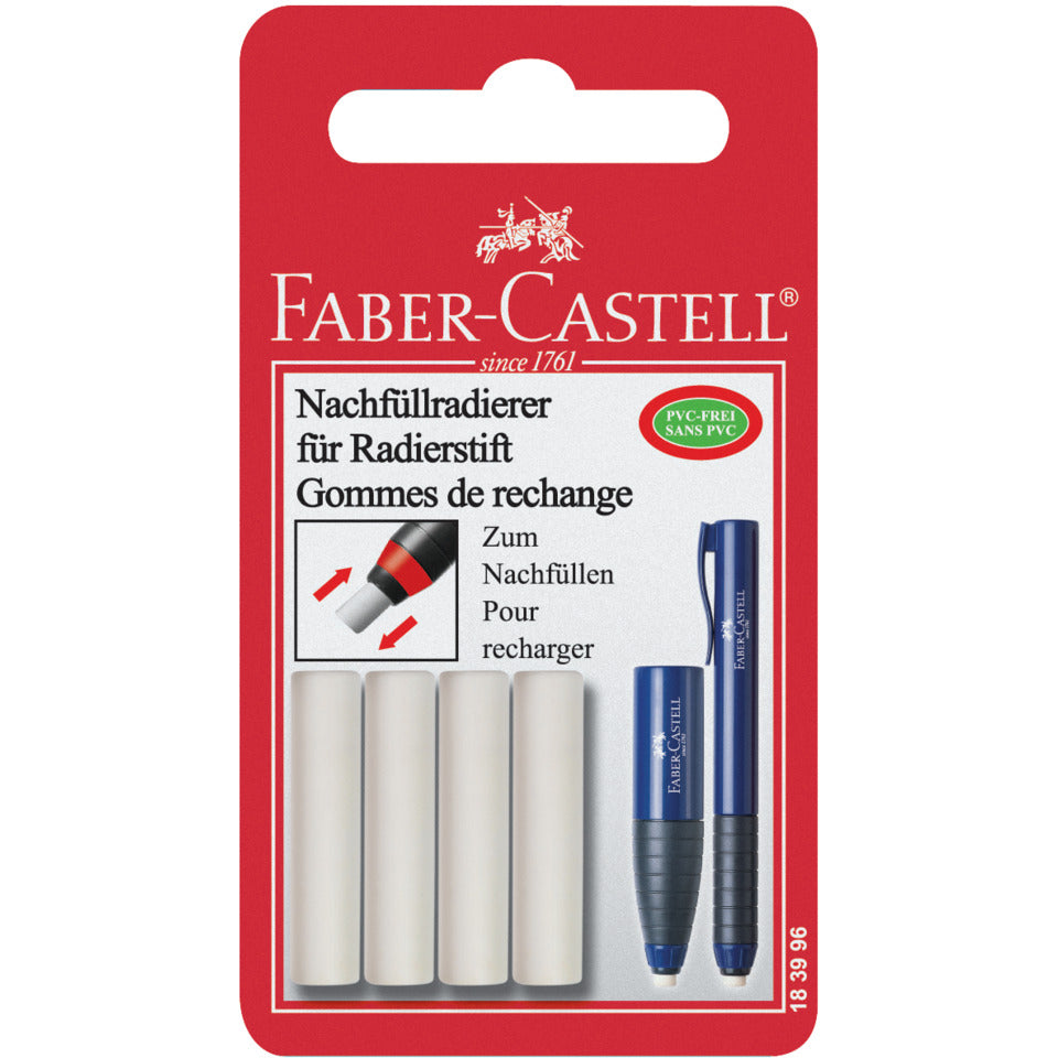 Ersatzradierer für 184401, 4 Stück, weiß FABER CASTELL 183996 FABER CASTELL 183996 BK=4St