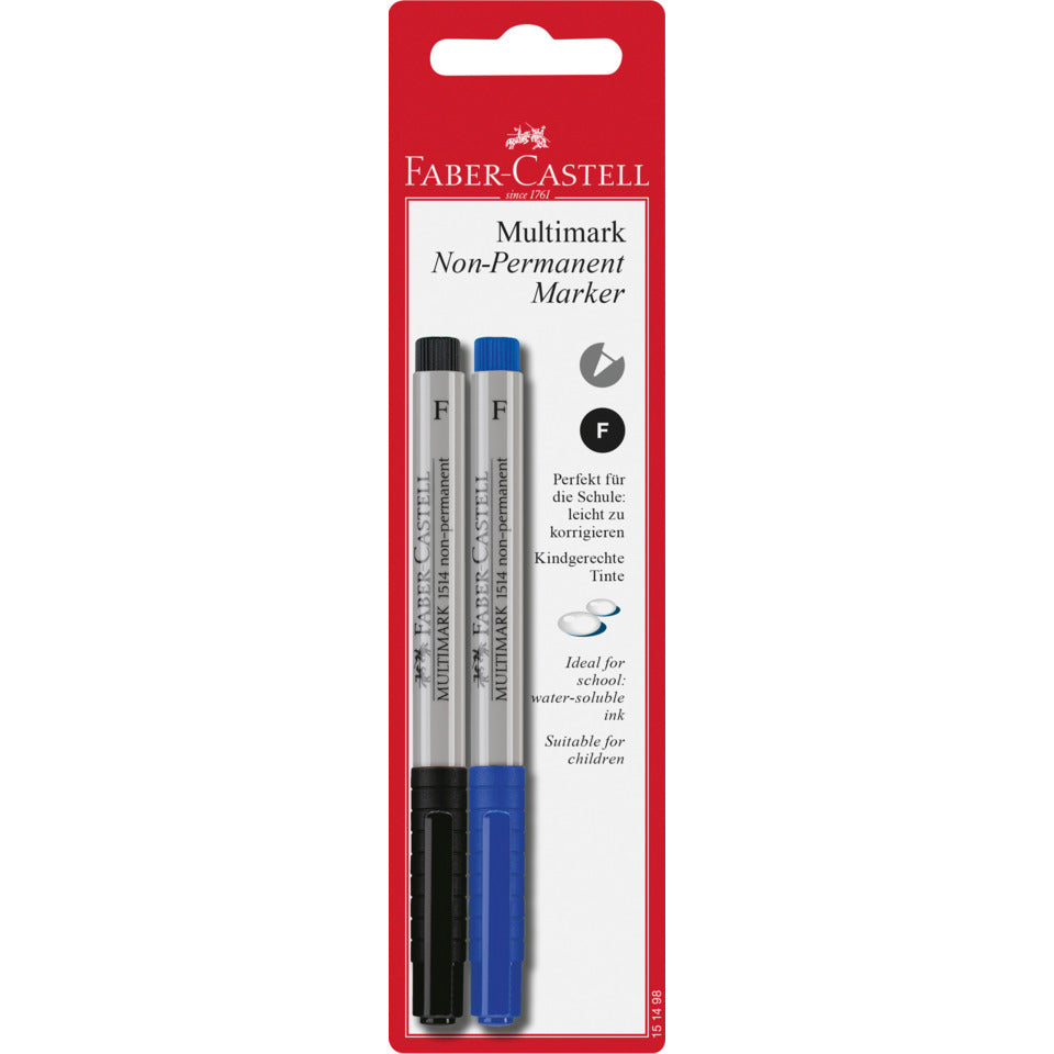 Folienstift Multimark non-permanent F, blau/schwarz FABER CASTELL 151498 FABER CASTELL 151498 F