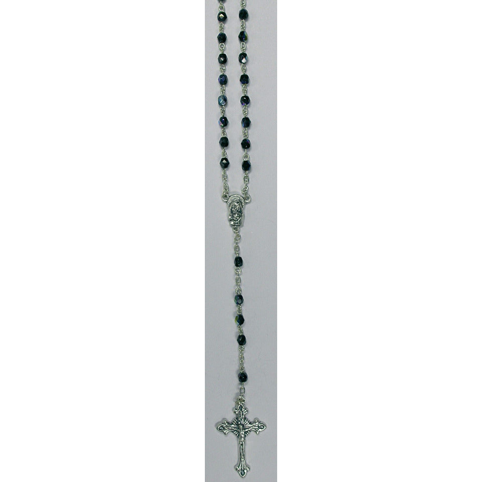 Rosenkranz Kristallperlen, blau  11/132 11/132 in Ds rund gekantet