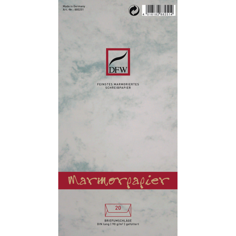 Briefumschlag, DIN lang, 90g/m², 20 Stück, grau DFW 880251 DFW 880251 Marmorpapier