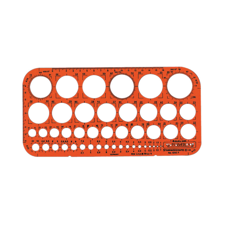 Kreisschablone Ø 1-36 mm (45 Kreise) STANDARDGRAPH 1315F