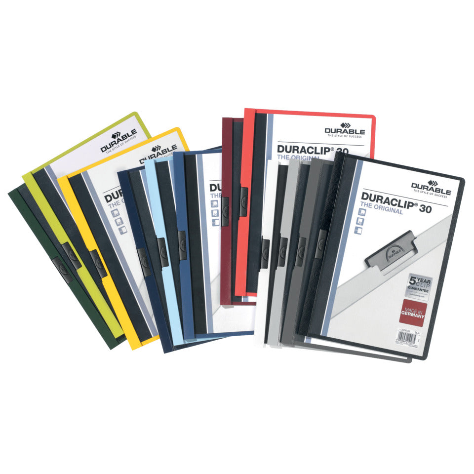 Klemm-Mappe DURACLIP® Original 30, Hartfolie, bis 30 Blatt, transparent/weiß DURABLE 2200 02 DURABLE 2200 02 30BL