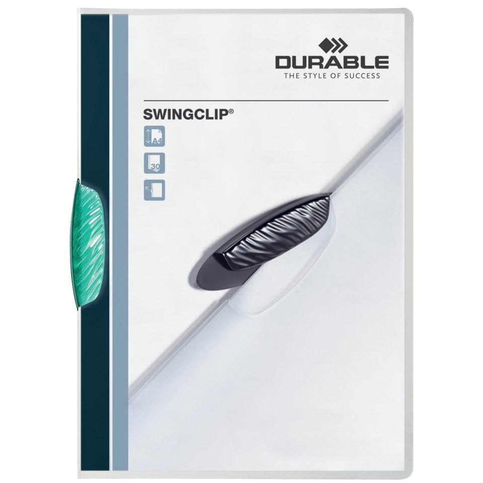 Klemm-Mappe SWINGCLIP®, PP, 30 Blatt, Klemme petrol, Mappe transparent DURABLE 2260 32 DURABLE 2260 32 30Bl transp.