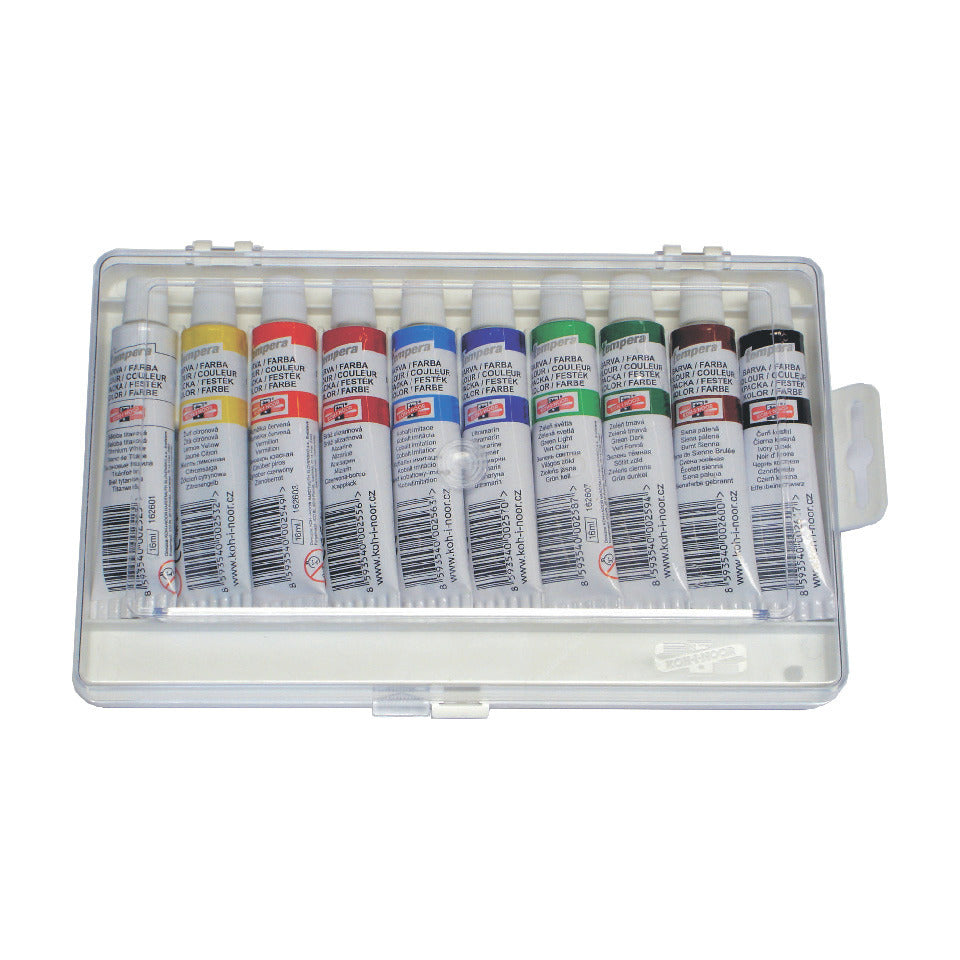 Temperafarben 10er Set - 10 x16 ml /Tube - Kunststoff Eurokasten, sortiert   Tube KOH-I-NOOR 162503 KOH-I-NOOR 162503 Tube