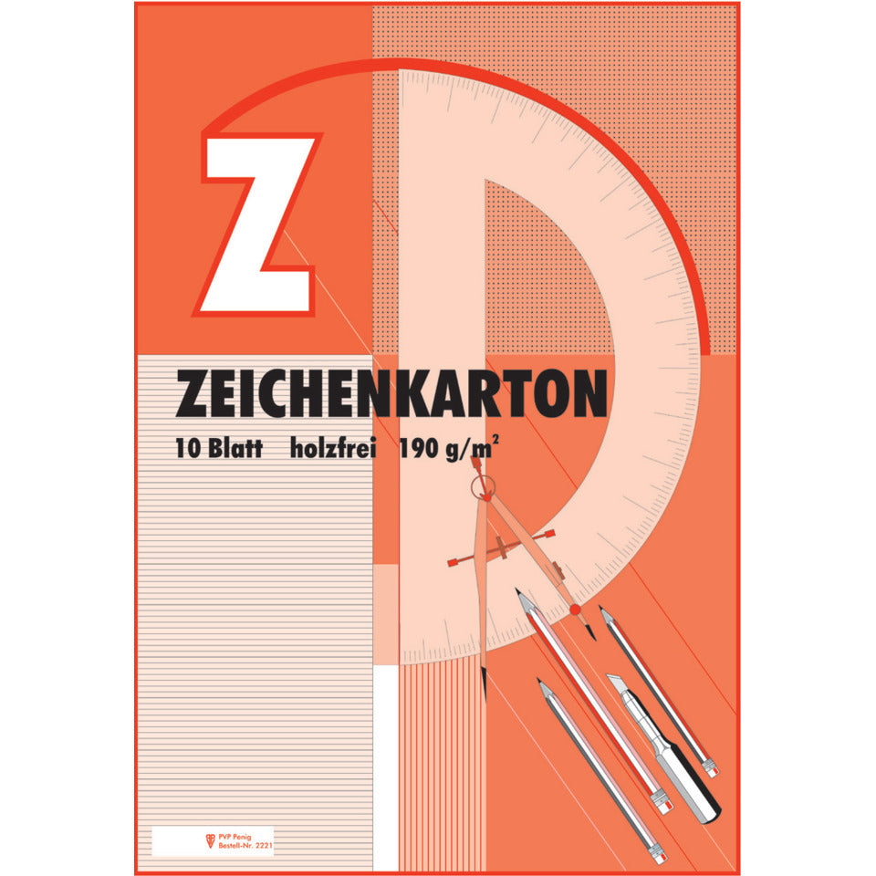 Zeichenkartonblock, A2, 190g/m², kopfgeleimt, 10 Blatt PVP 2221 PVP 2221 kopfgeleimt