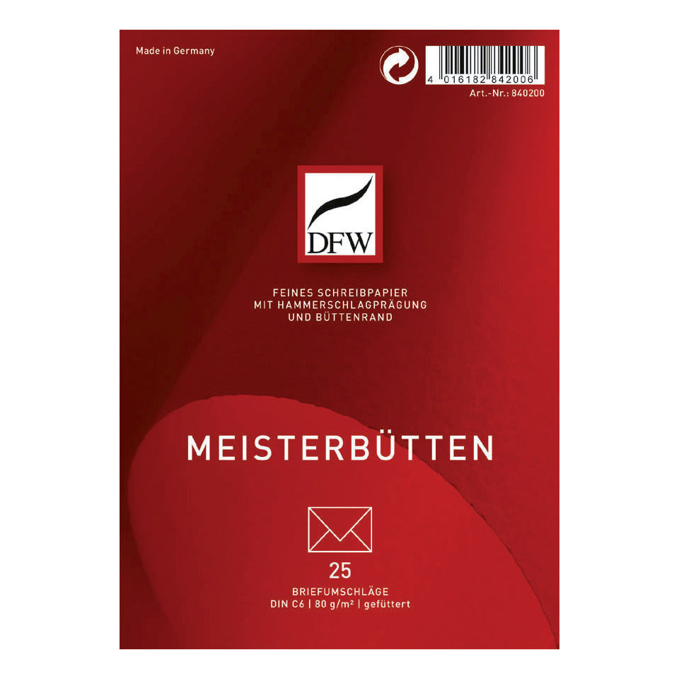 Briefumschlag Meisterbütten, C6, 80g/m², 25 Stück DFW 840200 DFW DRESDNER 840200 25ST